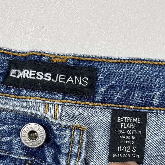 Express extreme flare 100% cotton denim jeans women’s size 11/12S Express - Picture 11 of 13